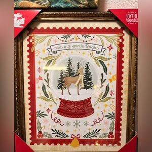 Joyful Traditions Framed Christmas Wall Art – Reindeer Snow Globe – 18x22